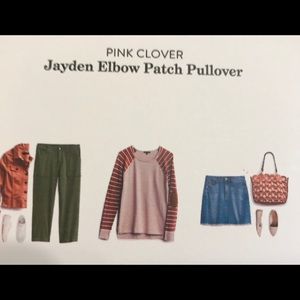 NWT Large Pink Clover Jayden Elbow Patch Pullover